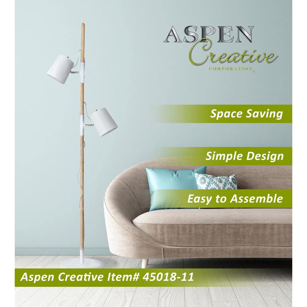 Modern Matte White Adjustable Outdoor Floor Lamp, 61.5"