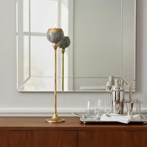 Liv & Skye 24 in. Gray Metal and Glass Tealight Candle Holder with Modern Aluminum Stem