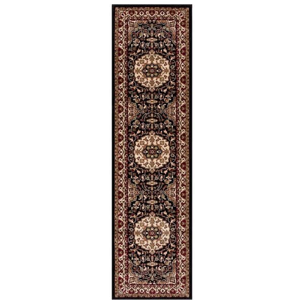 Concord Global Trading Isfahan Medallion Black 2 ft. x 7 ft. Traditional Runner Rug