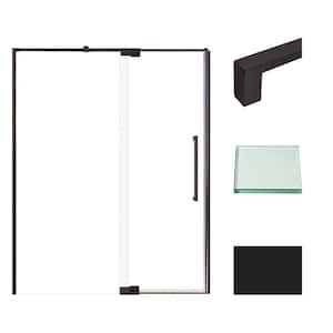 Irene 60 in. W x 76 in. H Pivot Semi-Frameless Shower Door in Matte Black with Clear Glass