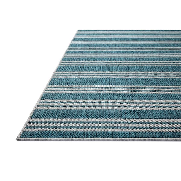 Easton Teal / Fog 2 ft. 3 in. x 3 ft. 9 in. Indoor/Outdoor Accent Rug