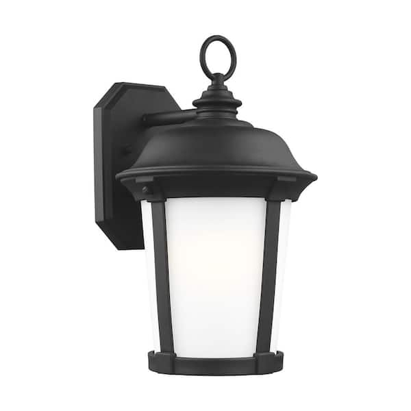 Generation Lighting Calder 1-Light Black Outdoor 16.5 in. Wall Lantern Sconce