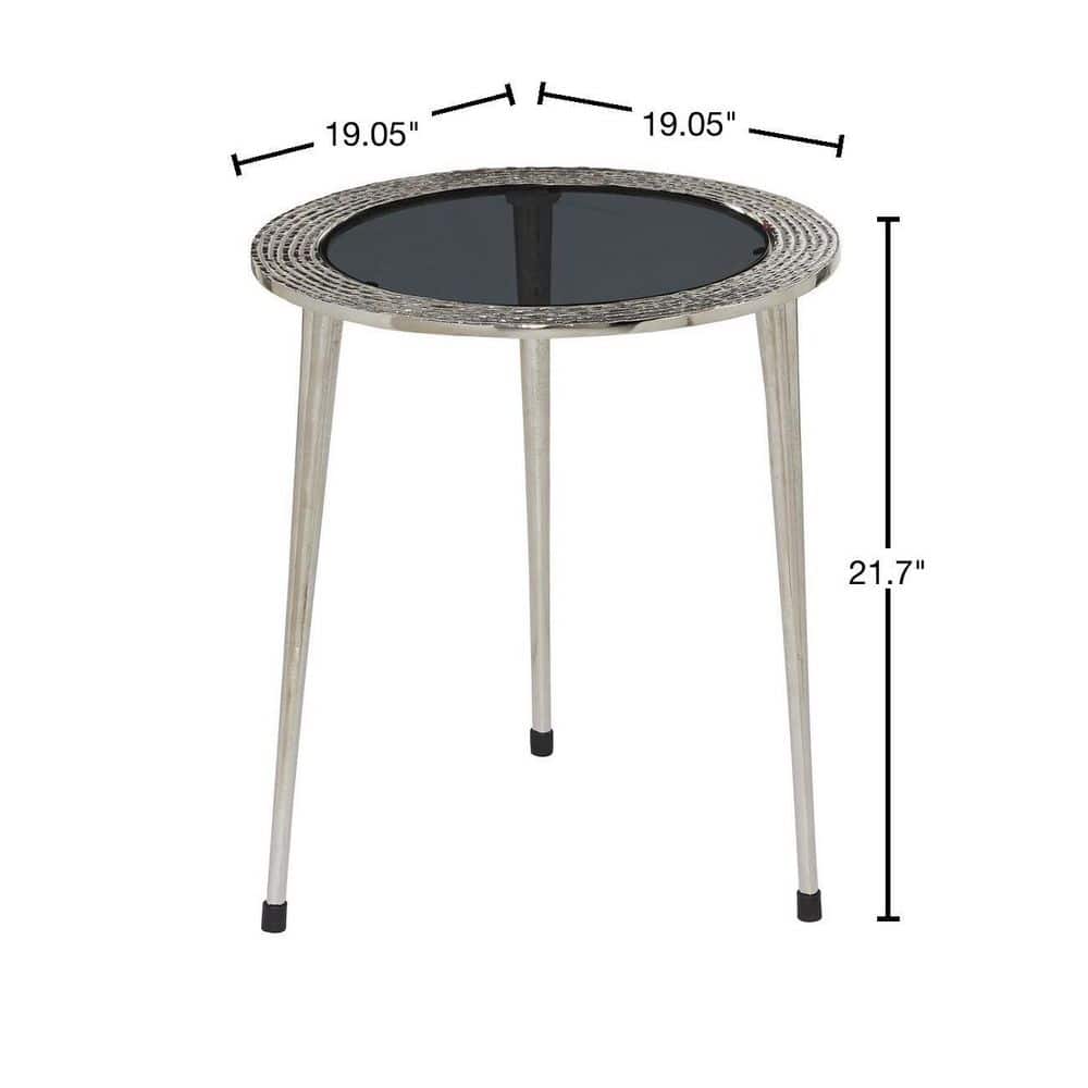 Round Walnut and Glass Contemporary Accent Table