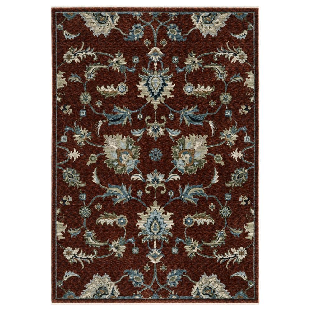 AVERLEY HOME Cage Red/Multi-Colored 5 ft. x 8 ft. Oriental Floral ...