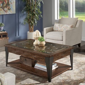 47.6 in. Dark Brown Rectangle Wood And Metal Coffee Tables