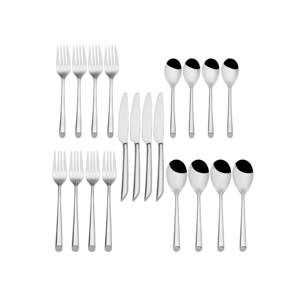 Towle Silversmiths Towle Living Wave 20-Piece Forged Stainless Steel Flatware Set, Service for 4