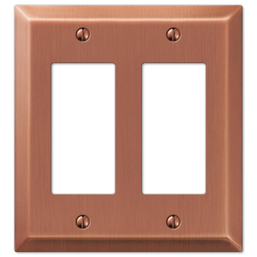 AMERELLE Metallic 2 Gang Rocker Steel Wall Plate - Antique Copper ...