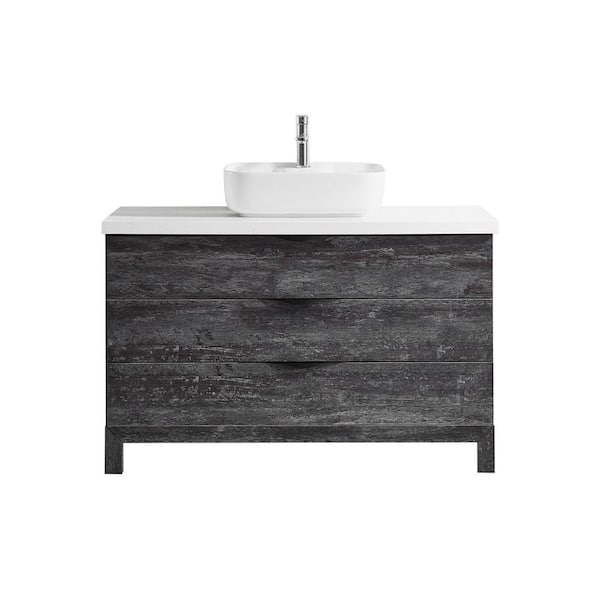 ROSWELL Spencer 48 in. W x 19.7 in. D x 31.1 in. H Bath Vanity in Grey with Artificial White Stone Counter Top