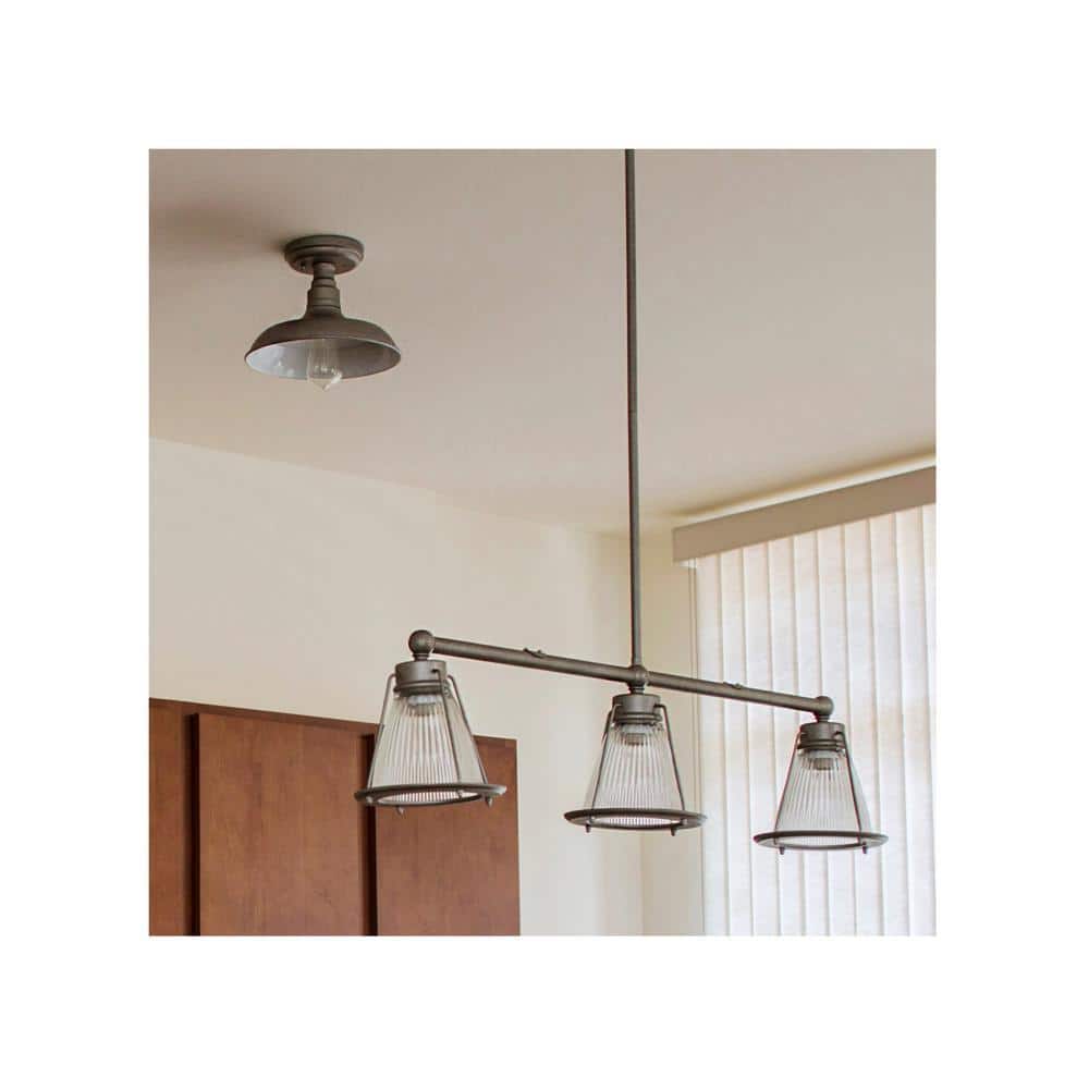 Galvanized Steel Farmhouse Semi-Flush Ceiling Light