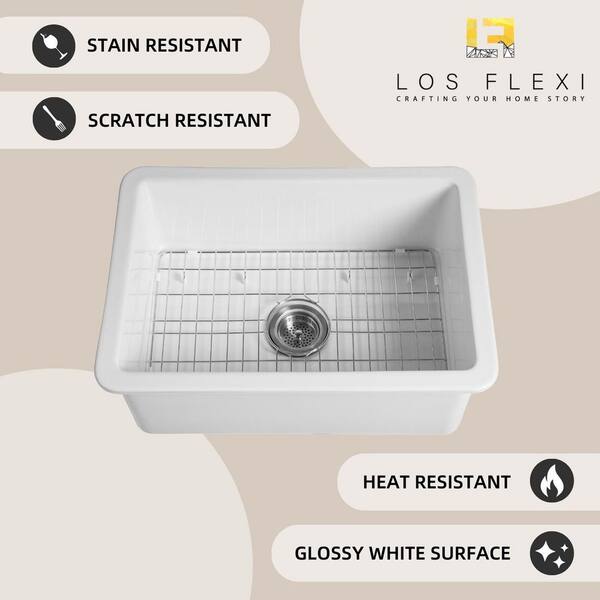 Los Flexi 27 in. White Undermount Kitchen Sink, Drop-in and
