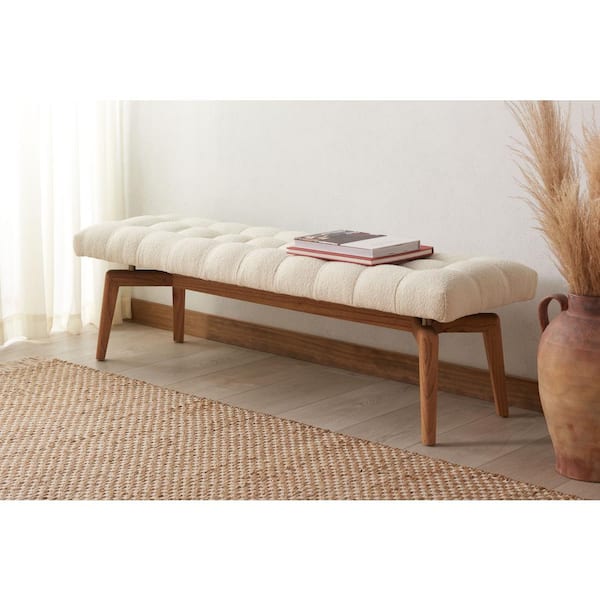 SAFAVIEH Gallagher Beige/Natural Entryway Bench 59.1 in.
