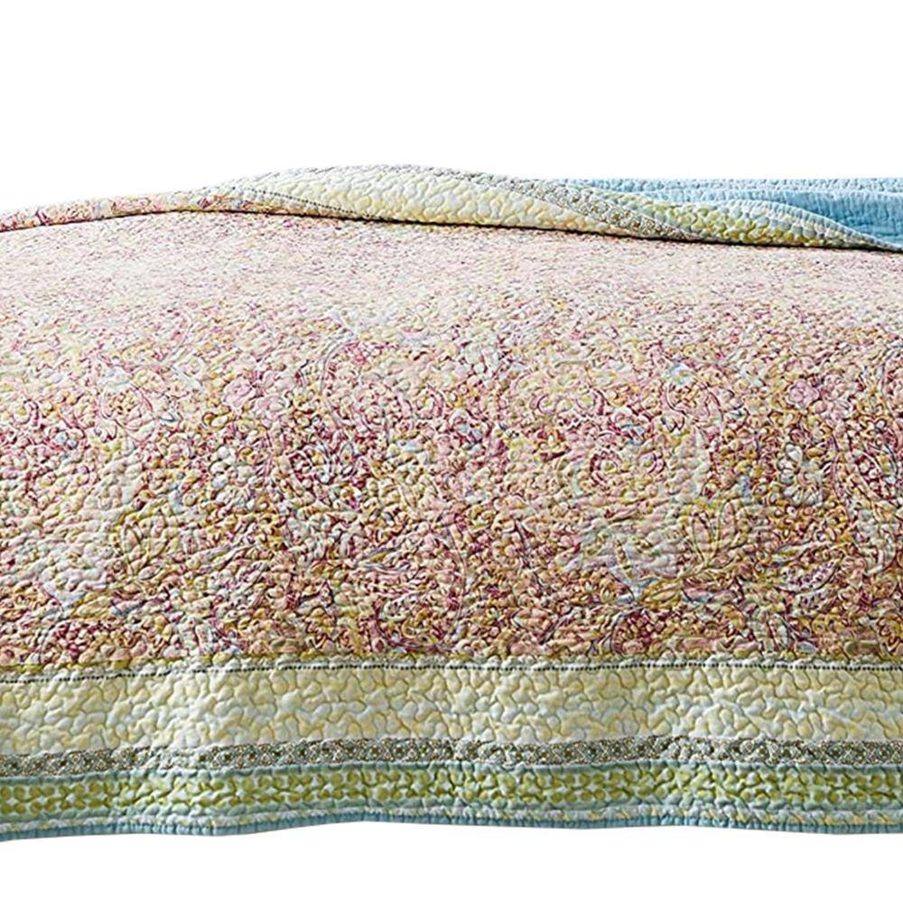 Queen Size Multicolor Microfiber Quilt Set with Pillow Shams