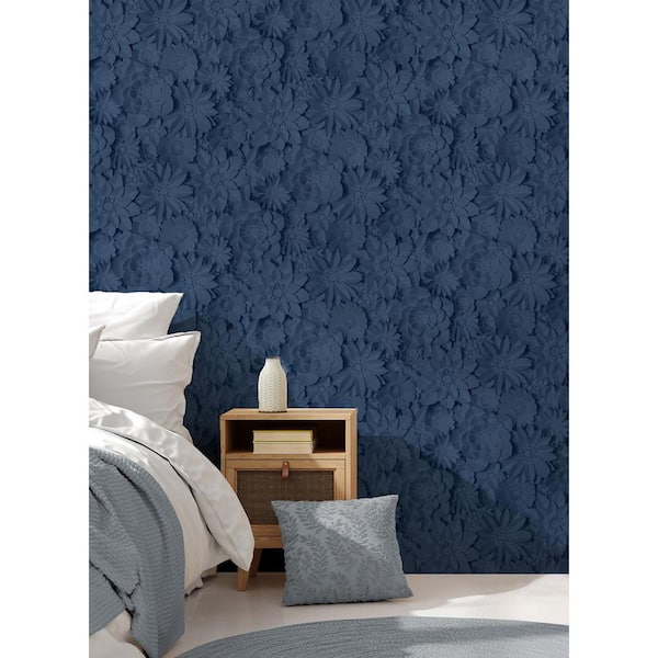 Dacre Blue Floral Non-Pasted Wallpaper, 56.4 sq. ft.