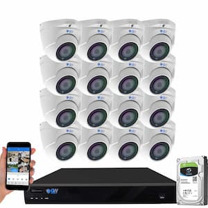 16-Channel 8MP 4TB NVR Security Camera System 16 Wired Turret Cameras 2.8-12mm Motorized Lens Human/Vehicle Detection