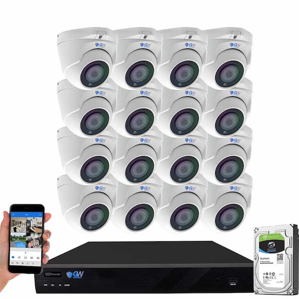 GW Security 16-Channel 8MP 4TB NVR Security Camera System 16 Wired Turret Cameras 2.8-12mm Motorized Lens Human/Vehicle Detection