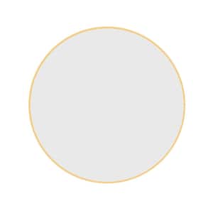 24 in. W x 24 in. H Rounded Aluminum Framed Wall Bathroom Vanity Mirror in Golden
