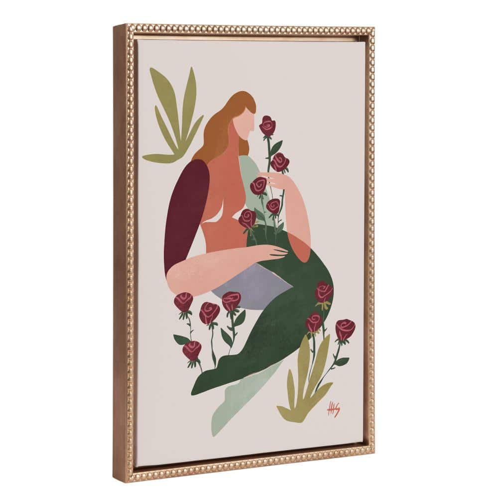 Gold Framed Colorful Botanical Boho Canvas Art Print, 18" x 24"