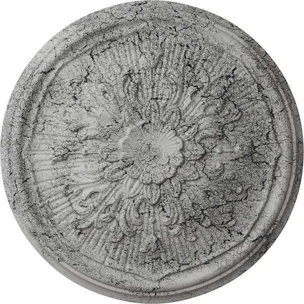 Ekena Millwork 5/8 in. x 15-3/4 in. x 15-3/4 in. Polyurethane Luton Ceiling Medallion, Ultra Pure White Crackle