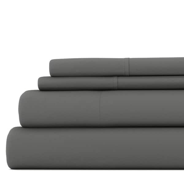 Becky Cameron 3-Piece Gray Solid Microfiber Twin XL Sheet Set