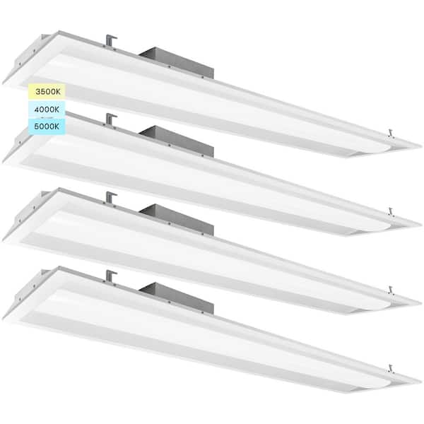 LUXRITE 1 ft. x 4 ft. Center Basket LED Troffer Panel Light 2000/2500/3750 Lumens 3500K/4000K/5000K Dimmable Damp Rated (4-Pack)