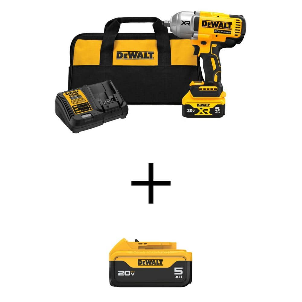 DEWALT 20V MAX Lithium-Ion Cordless 1/2 in. Impact Wrench Kit with 20V MAX Premium Lithium-Ion 5.0Ah Battery-Pack