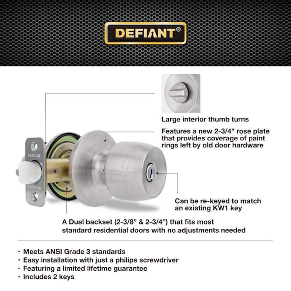 Defiant Brandywine Stainless Steel Keyed Entry Door Knob 32T8600B