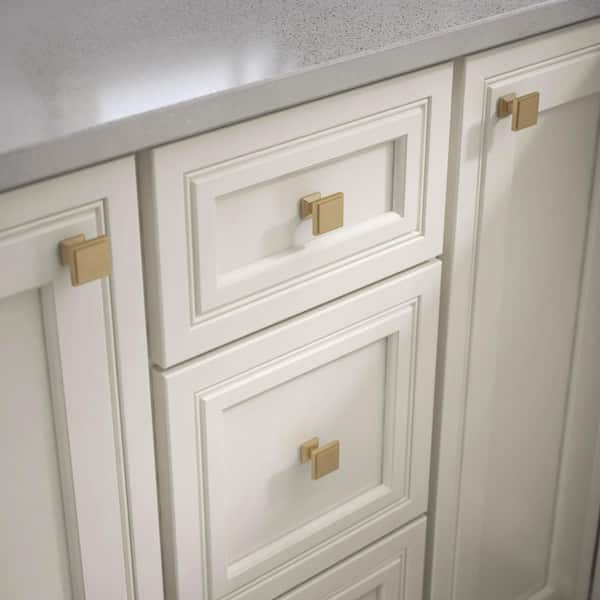 10-Pack Classic Square 1-1/9 in. (28 mm) Champagne Bronze Cabinet Knob