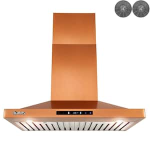 30 in. 343 CFM Convertible Wall Mount Range Hood with Lights and Touch Control in Copper Stainless Steel