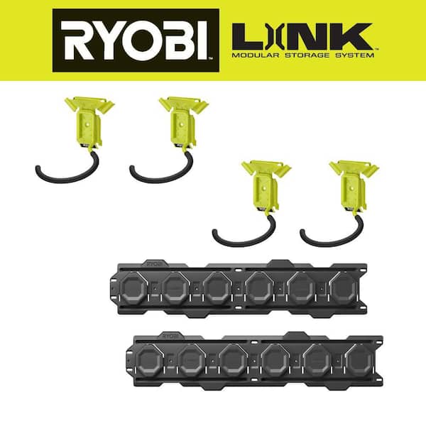 RYOBI LINK Bike Hook (4-Pack) with Wall Rail (2-Pack)