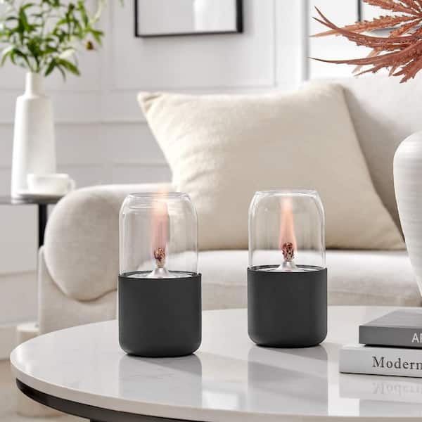 Ambrose Oil Lamp Style Rope Wick Clean-Burning Tabletop Portable Fire Pit Set of 2