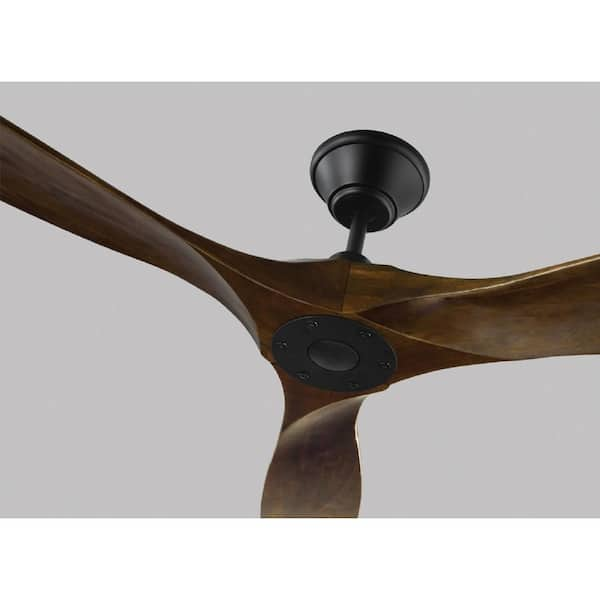 Maverick 60 in. Modern Indoor/Outdoor Matte Black Ceiling Fan with Dark Walnut Balsa Blades, DC Motor and Remote Control