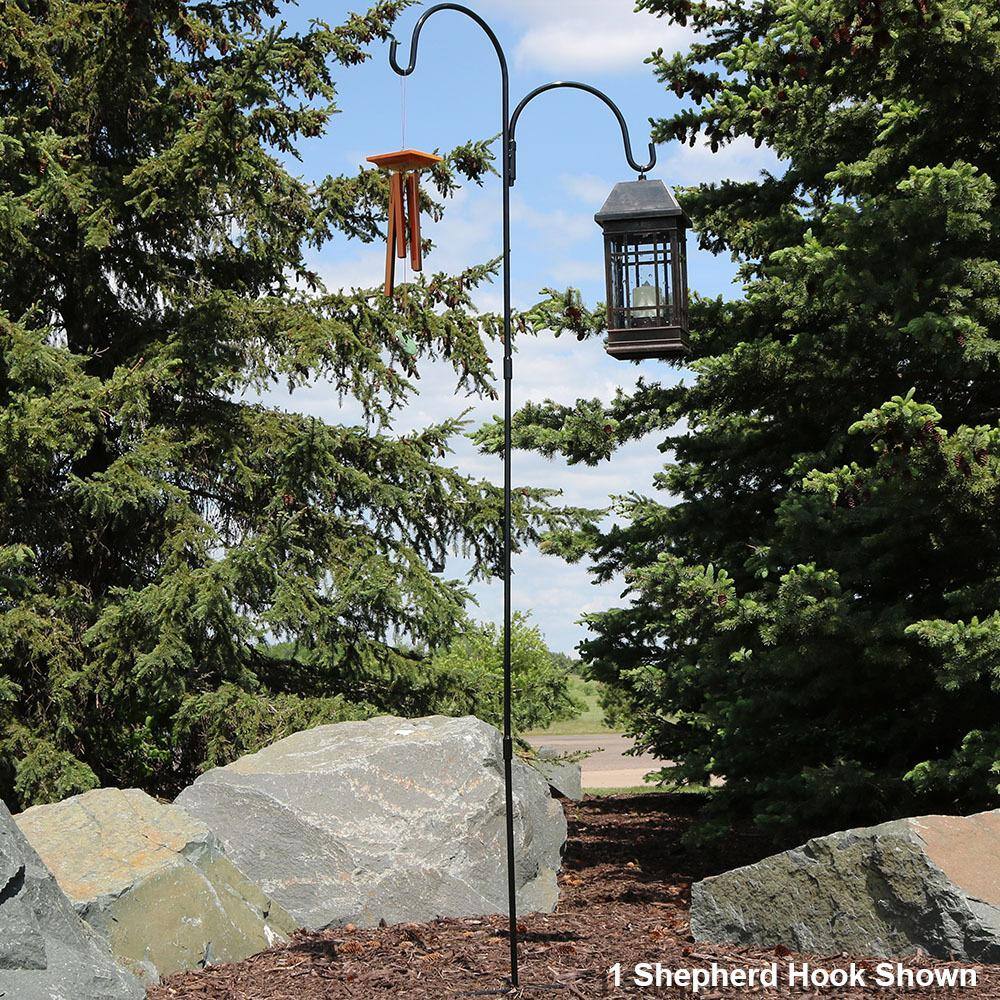 84" Black Steel Double Shepherd Hooks for Outdoor Hanging