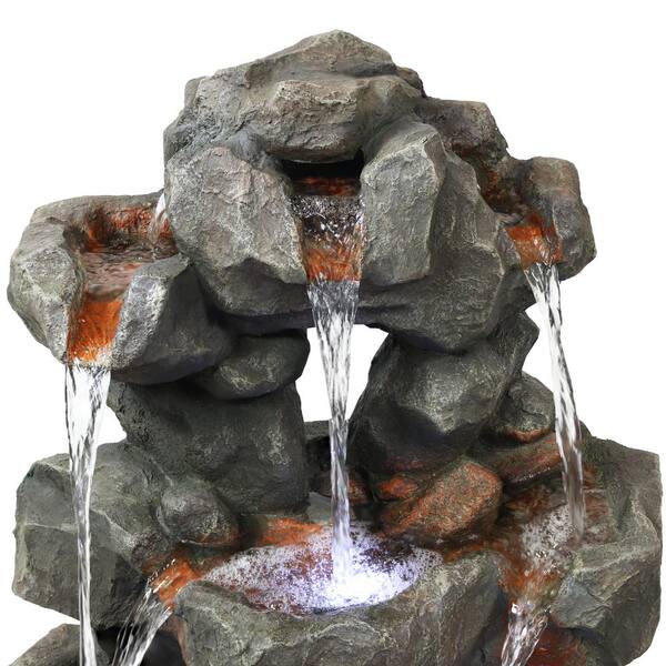 Sunnydaze Decor 32 in. Layered Rock Outdoor Waterfall Fountain