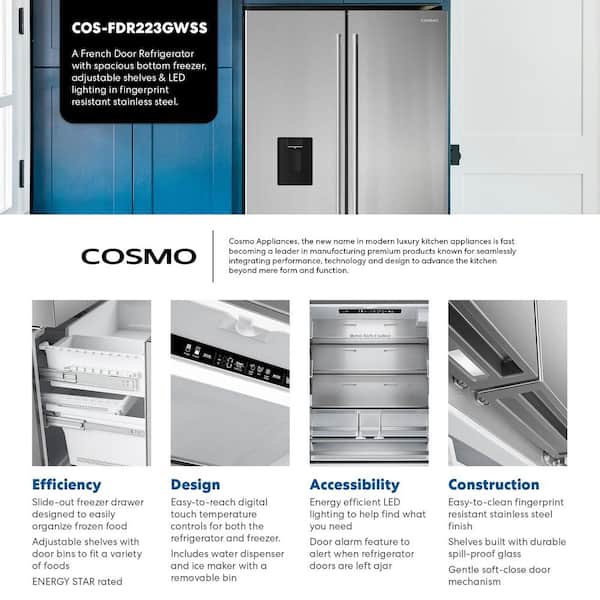 Reviews for Cosmo 22.4 cu. ft. 3-Door French Door Refrigerator