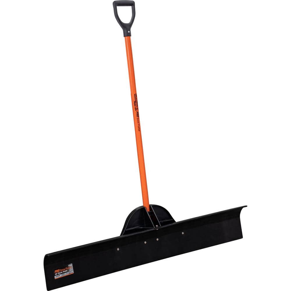 56-Inch Orange Fiberglass Handle Snow Shovel with Black Polyethylene Blade