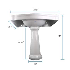 Darbyshire 33-1/2 in. Pedestal Combo Bathroom Sink in White with Overflow