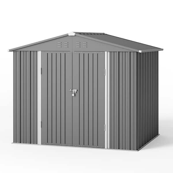 Lofka 8x6 FT (48 Sq Ft) Galvanized Metal Outdoor Storage Shed-Dark