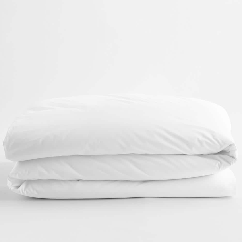 The Company Store Organic White Solid Cotton Percale Twin Duvet Cover ...