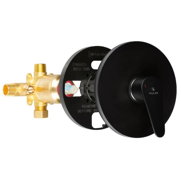 Tru-Temp 1-Handle Pressure Balanced 1/2 in. Rough-In Valve Trim Kit in Matte Black (Valve Included)