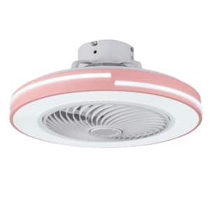 20 in. Pink Modern Indoor Integrated LED Round Ceiling Fan with Remote Control 6 Speeds