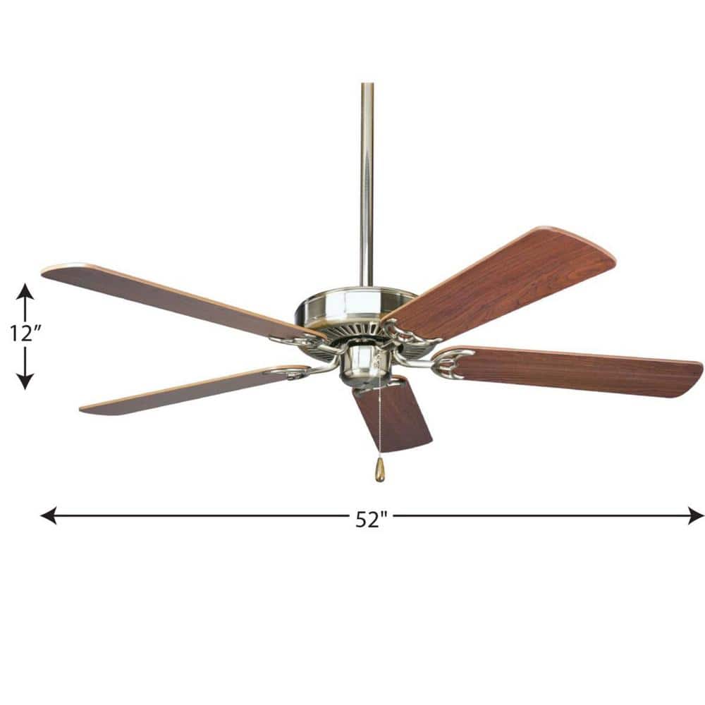 AirPro 52" Brushed Nickel Ceiling Fan with Reversible Blades