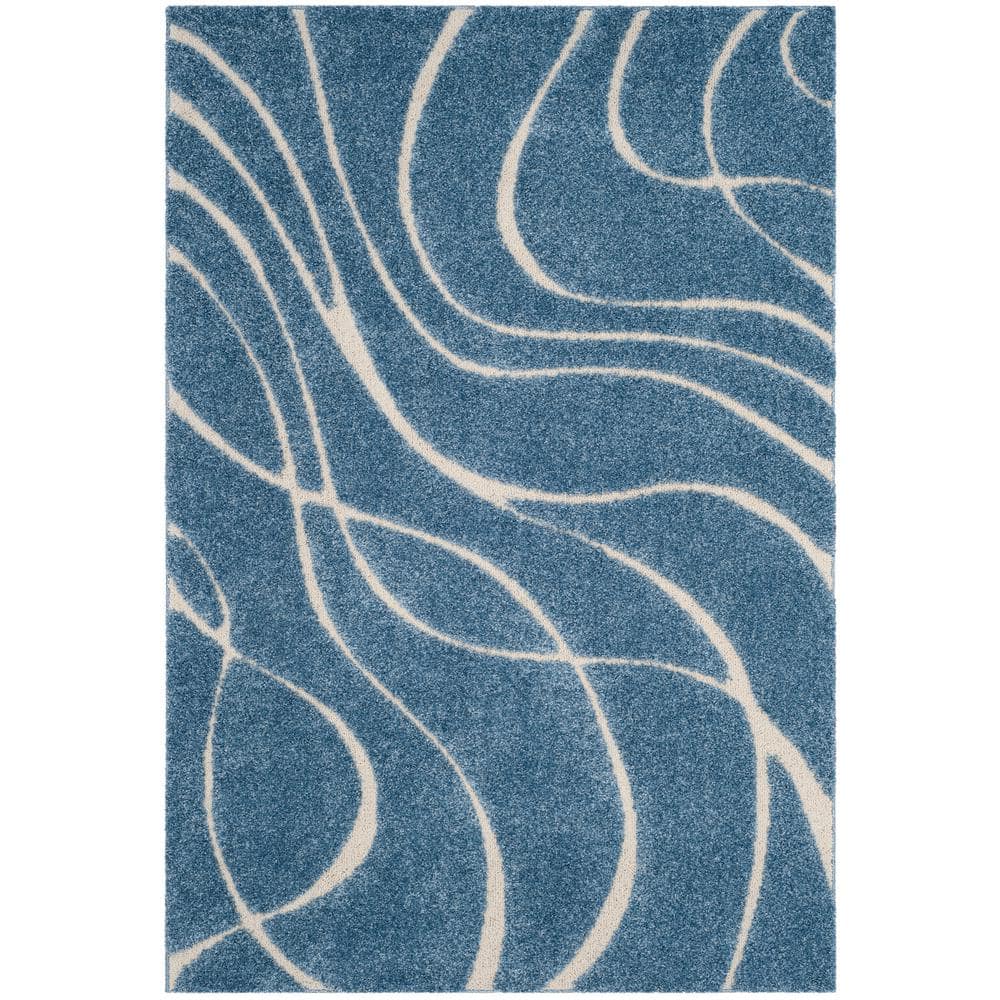 Florida Shag Light Blue/Cream 6 ft. x 9 ft. Solid Area Rug price history on PriceWatchPro