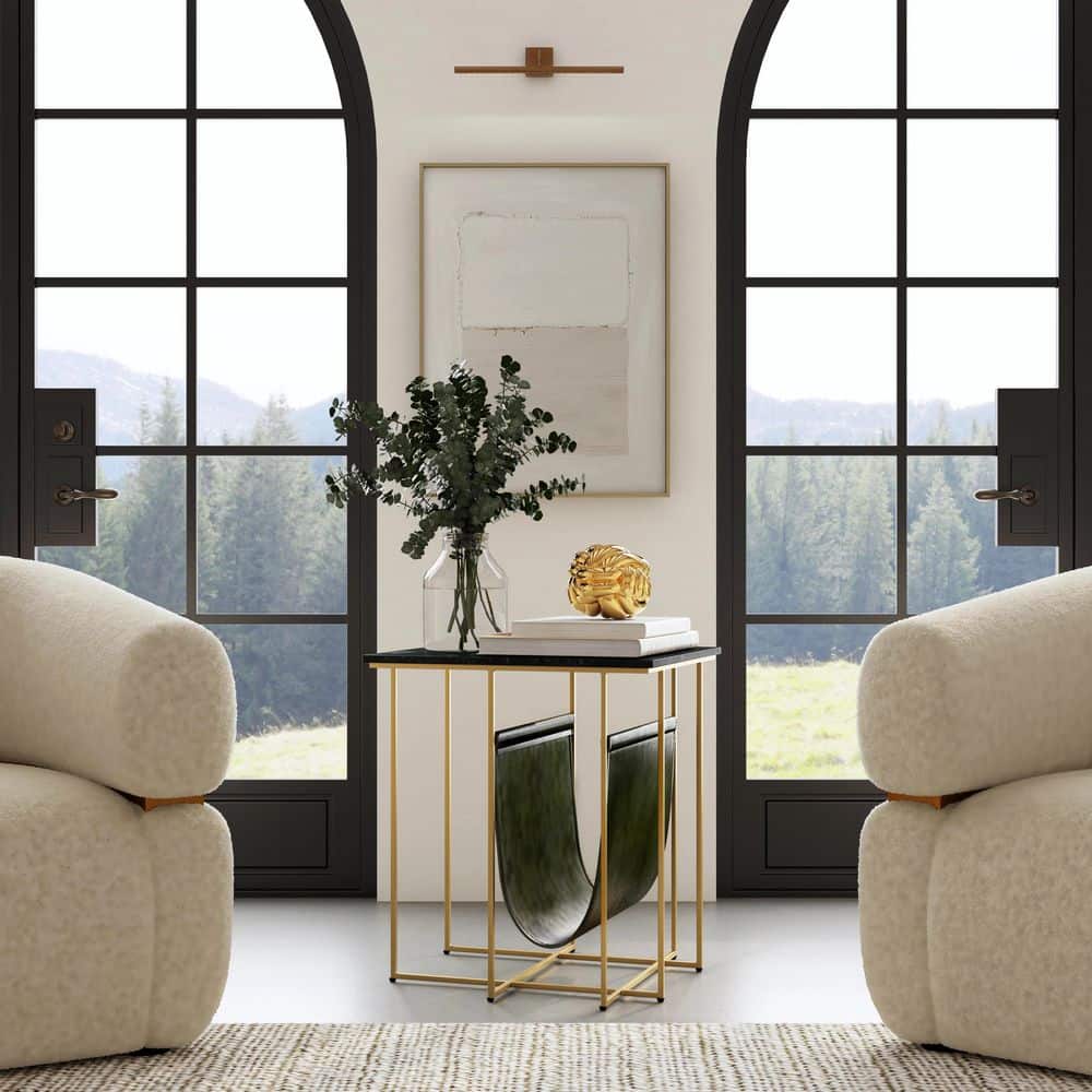 Stephanik 20.25 in. W Green Rectangular Marble, Leather and Metal Magazine End/Side Table price history on PriceWatchPro