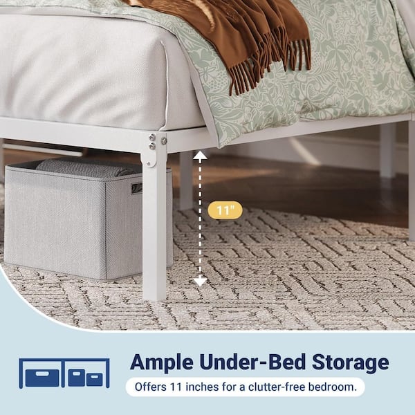 Internet Frame Designs CITRUTAR CHEEP LLC 12'' H White Metal Full Size Platform Bed Frame with ...