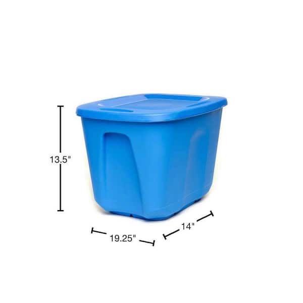 Homz 18 Gallon Standard Plastic Storage Container with Secure Lid, Blue, 4 Pack