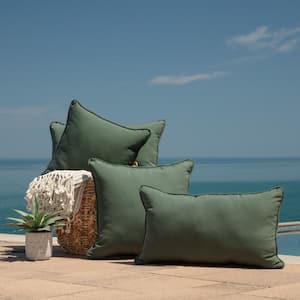Oasis 24 in. Indoor/Outdoor Lumbar Pillow in Dark Olive Green