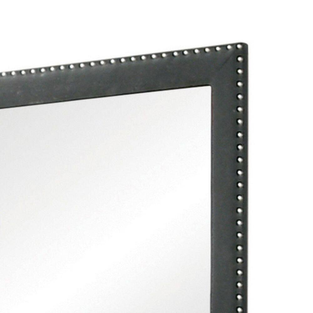Sophisticated Charm 40" Wood Frame Dresser Mirror with Velvet Trim