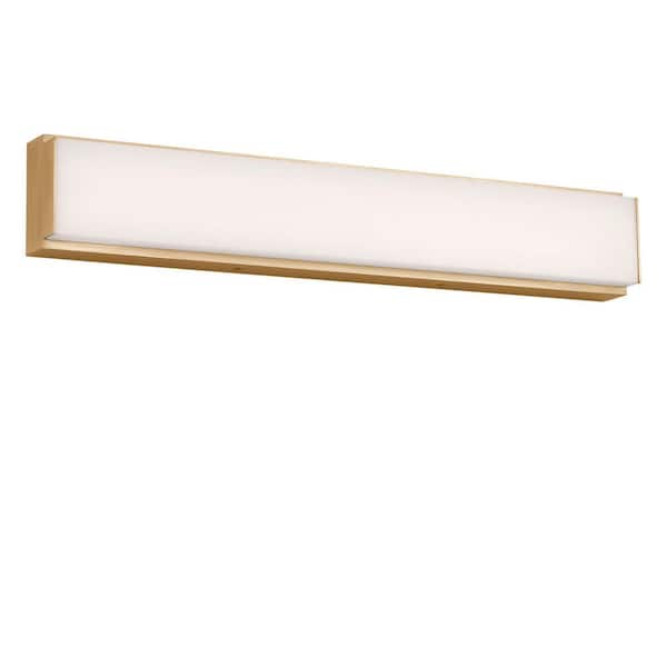Panna 18 in. W x 3 in. H Satin Brass Modern Dimmable LED Bathroom Vanity Light with White Acrylic Diffusor