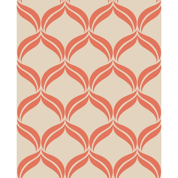 A-Street Prints Petals Orange Ogee Paper Strippable Roll (Covers 56.4 sq. ft.)