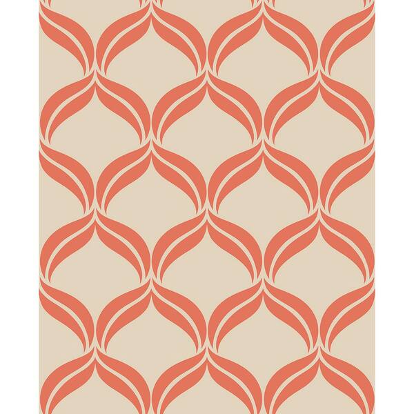 A-Street Prints Petals Orange Ogee Orange Wallpaper Sample